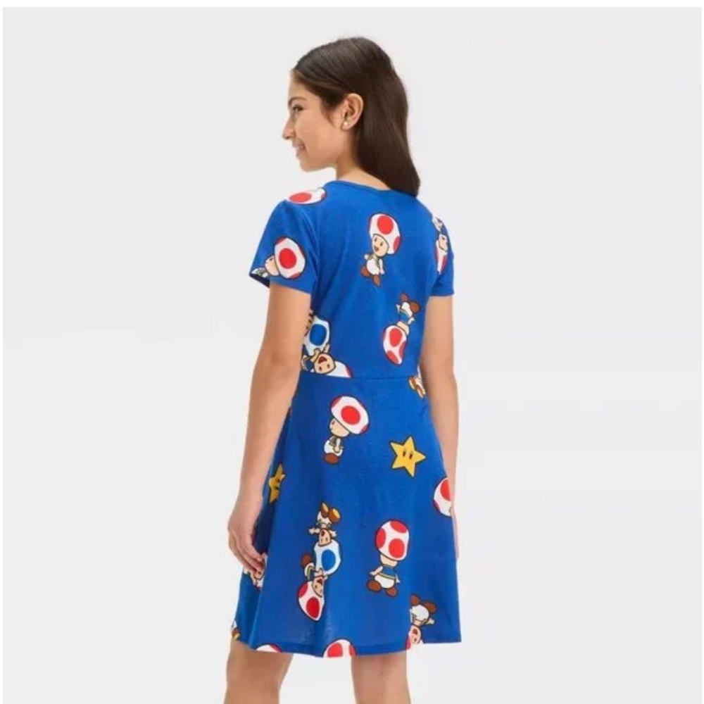 Hybrid Apparel Nintendo Super Mario Toad & Friends Girls’ Dress With Side Cutout - Picture 2 of 10